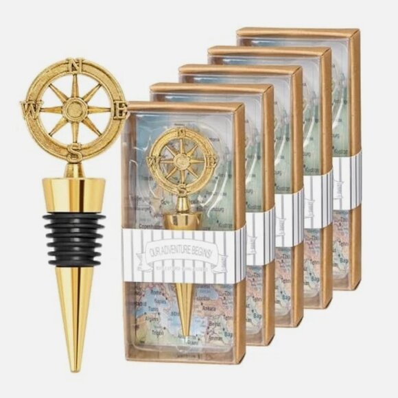 28 Pack Rudder Wine Bottle Stoppers Compass Nautical Reusable Party Favors Corks - Picture 1 of 9